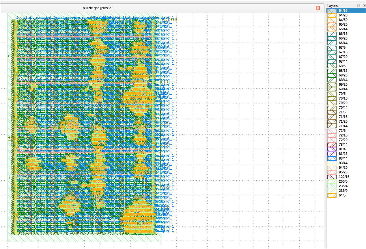 Viewing puzzle.gds in klayout